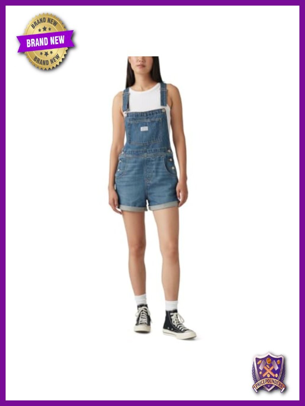 Vintage Shortalls Relaxed Fit 100% Cotton Adjustable Straps Pockets
